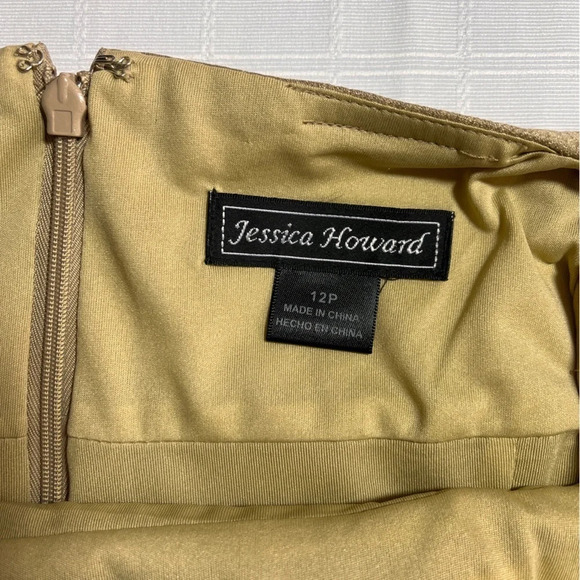Jessica Howard 90’s Y2K Spaghetti Strap Cocktail Prom Dress 12P Gold Tiered - Picture 8 of 8